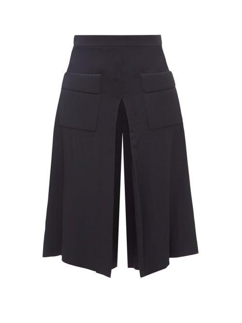 Matchesfashion.com Maison Margiela - Pleated Crepe Culottes - Womens - Navy