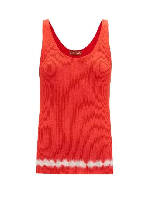 Matchesfashion.com Altuzarra - Hikaru Tie Dye-print Pima-cotton Tank Top - Womens - Orange