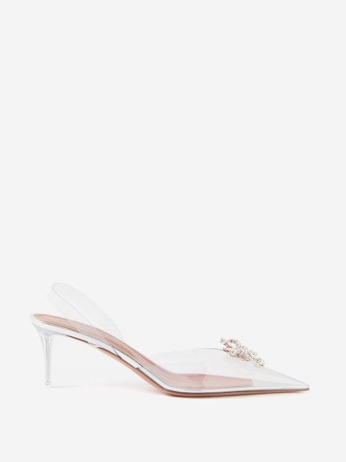 Amina Muaddi - Rosie 60 Pvc Slingback Pumps - Womens - Clear Multi