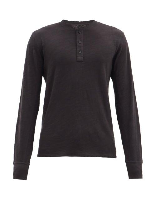 Mens Rtw Rag & Bone - Classic Slubbed Cotton-jersey Henley T-shirt - Mens - Black