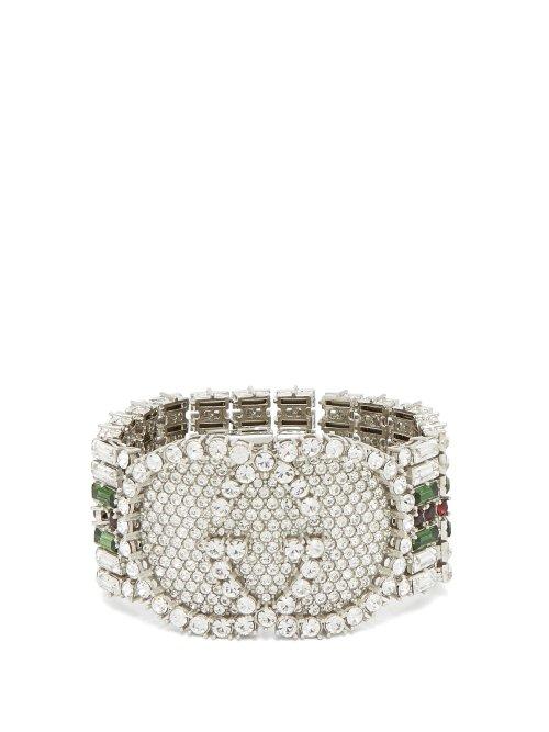 Matchesfashion.com Gucci - Crystal Embellished Tennis Bracelet - Womens - Green