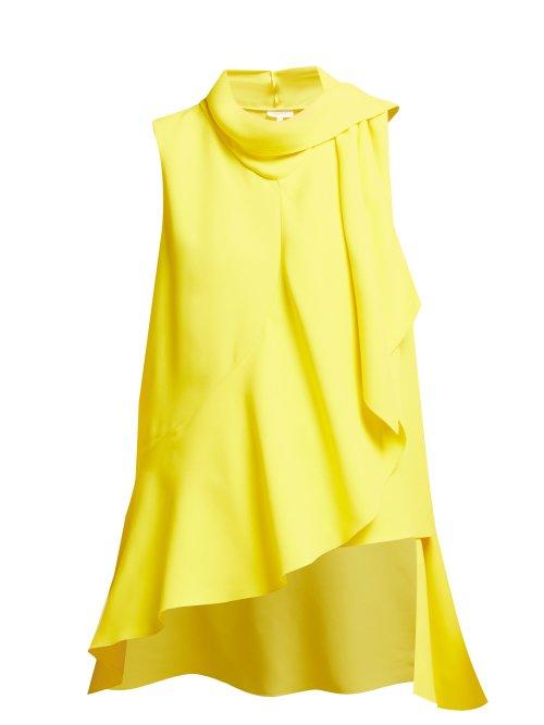 Matchesfashion.com Delpozo - Ruffled Asymmetric Crepe Top - Womens - Yellow