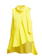 Matchesfashion.com Delpozo - Ruffled Asymmetric Crepe Top - Womens - Yellow