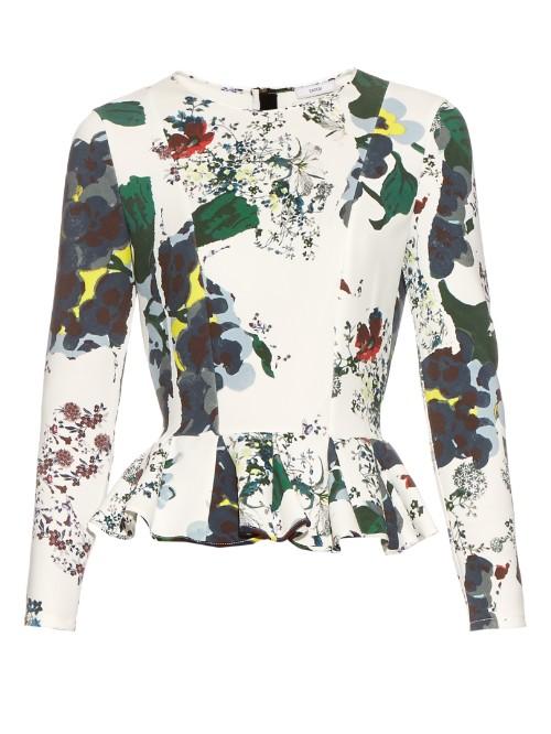 Erdem Sahar Forget Me Not-print Scuba-knit Top
