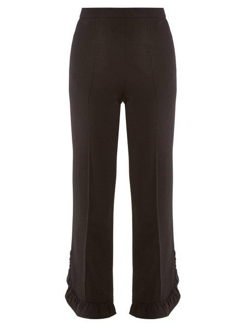 Matchesfashion.com Prada - Ruffled Cropped Crepe Trousers - Womens - Black