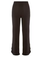 Matchesfashion.com Prada - Ruffled Cropped Crepe Trousers - Womens - Black