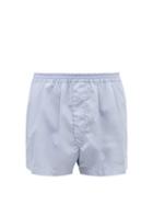 Charvet - Pleated Striped Cotton Boxer Shorts - Mens - Blue White
