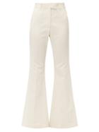 Matchesfashion.com Racil - Ziggy Flared Cotton Blend Moir Trousers - Womens - Cream