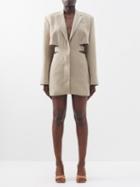 Jacquemus - Bari Cutout Linen Mini Dress - Womens - Beige