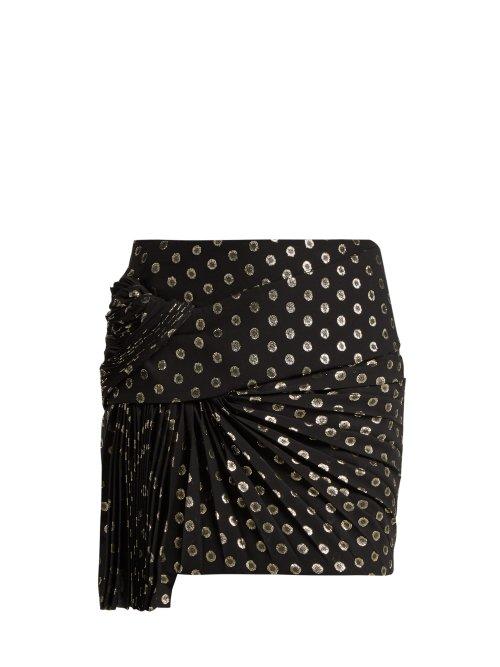 Matchesfashion.com Saint Laurent - Fil Coup Silk Blend Mini Skirt - Womens - Black Gold
