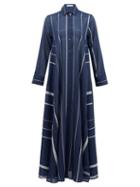 Matchesfashion.com Palmer//harding - Casablanca Striped Cotton-poplin Shirt Dress - Womens - Navy Stripe