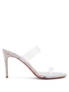 Matchesfashion.com Christian Louboutin - Just Strass 85 Crystal-embellished Leather Mules - Womens - Silver Multi