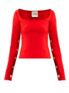 Matchesfashion.com A.w.a.k.e. - Square Neck Long Sleeve Crepe Top - Womens - Red