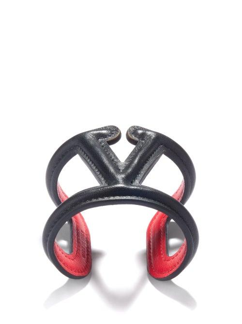 Valentino Garavani - V-logo Leather Cuff - Womens - Black