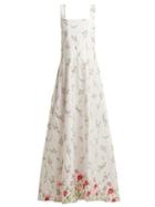 Matchesfashion.com Gioia Bini - Lucinda Floral Embroidered Cotton Blend Dress - Womens - White Multi