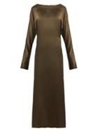 Matchesfashion.com Albus Lumen - Alma Silk Satin Dress - Womens - Dark Green