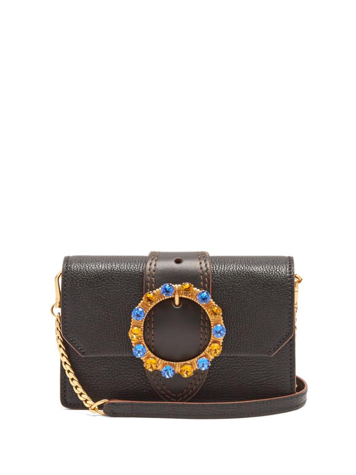 Miu Miu Crystal-embellished Leather Cross-body Bag