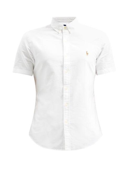 Matchesfashion.com Polo Ralph Lauren - Logo-embroidered Short-sleeved Cotton Oxford Shirt - Mens - White