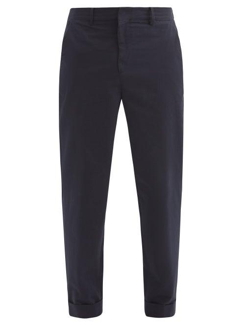 Matchesfashion.com Raey - Tapered-leg Cotton Trousers - Mens - Navy