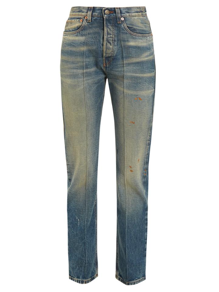Gucci Butterfly-embroidered Straight-leg Jeans