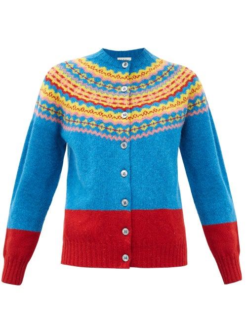 Matchesfashion.com Molly Goddard - Timmy Fair-isle Wool Cardigan - Womens - Blue