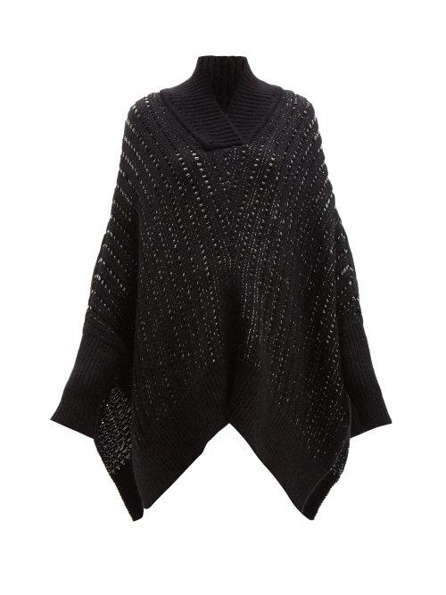 Matchesfashion.com Saint Laurent - Oversized Wool Blend Sweater - Womens - Black Grey