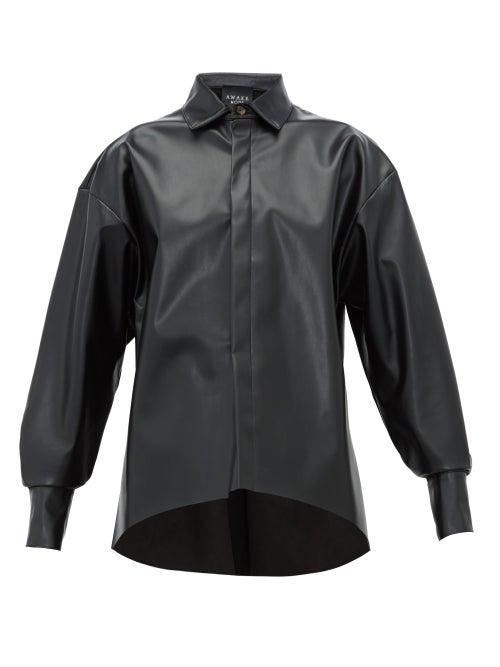 Matchesfashion.com A.w.a.k.e. Mode - Business Woman Faux Leather Shirt - Womens - Black