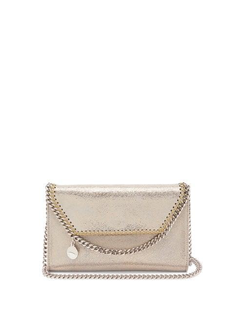 Matchesfashion.com Stella Mccartney - New Falabella Mini Faux-suede Shoulder Bag - Womens - Gold