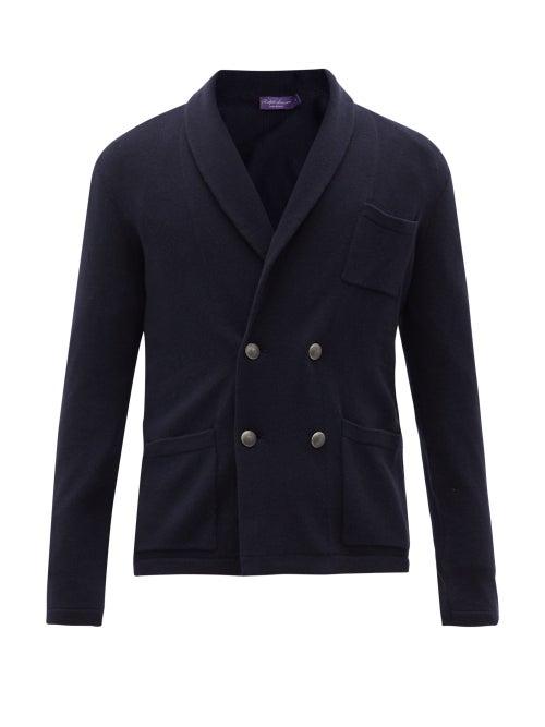 Matchesfashion.com Ralph Lauren Purple Label - Shawl-collar Double-breasted Cashmere Cardigan - Mens - Navy