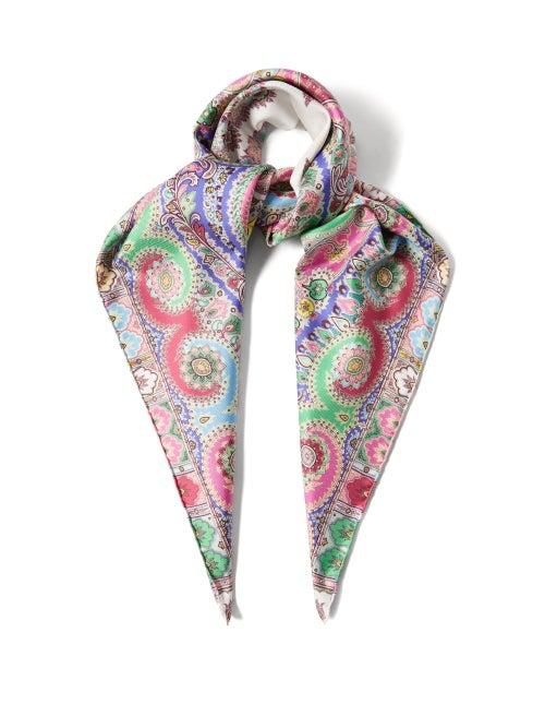 Etro - Paisley-print Silk Scarf - Womens - Pink Multi