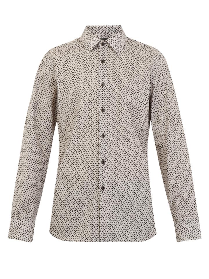 Prada Single-cuff Arrow-print Cotton Shirt