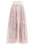 Matchesfashion.com Giambattista Valli - Floral-print Silk-georgette Skirt - Womens - Pink Multi