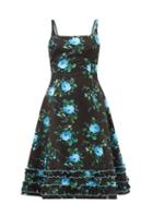 Molly Goddard - Verity Floral-print Cotton Midi Dress - Womens - Blue Multi