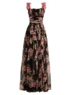 Dolce & Gabbana Rose-print Silk-tulle Gown