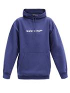 Matchesfashion.com Balenciaga - Copyright Logo-print Cotton Hooded Sweatshirt - Mens - Blue