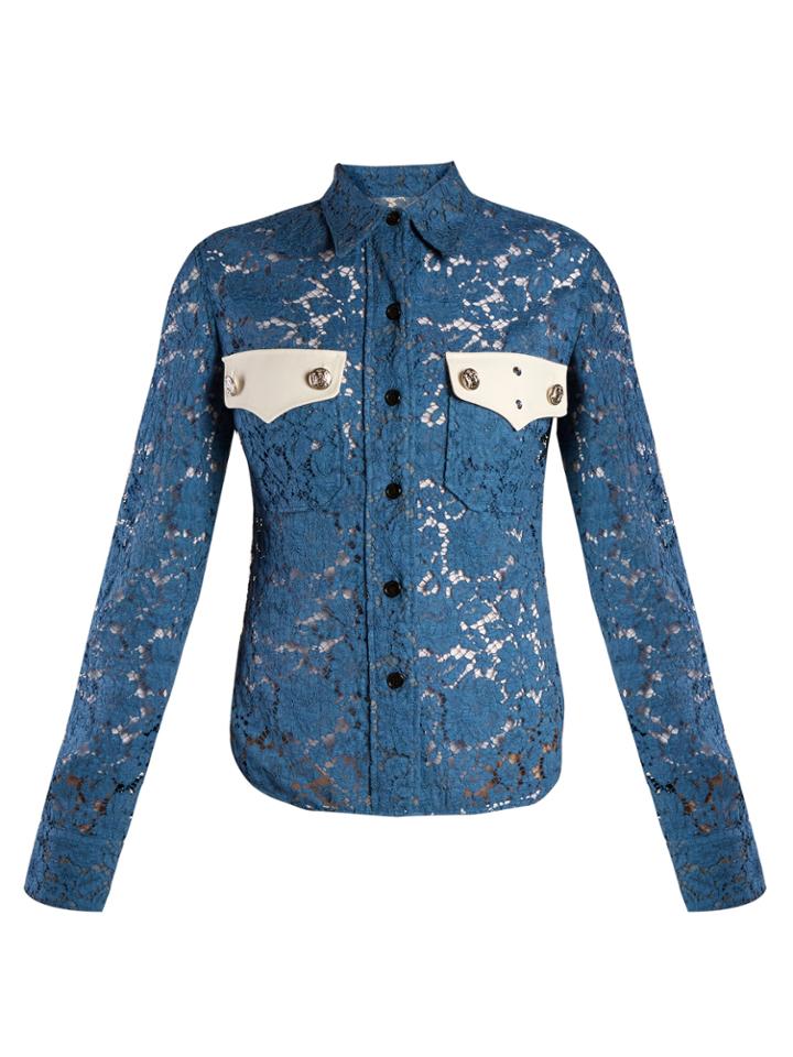 Calvin Klein 205w39nyc Point-collar Cotton-blend Lace Shirt