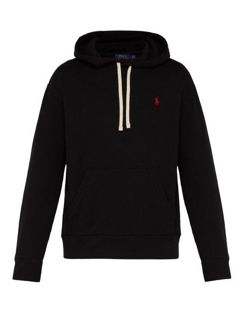 Matchesfashion.com Polo Ralph Lauren - Logo Embroidered Cotton Blend Hooded Sweatshirt - Mens - Black