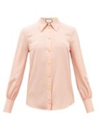 Matchesfashion.com Gucci - Anchor-button Silk-crepe Blouse - Womens - Pink