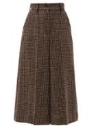 Matchesfashion.com Dolce & Gabbana - High-rise Houndstooth Wool-blend Culottes - Womens - Brown Multi