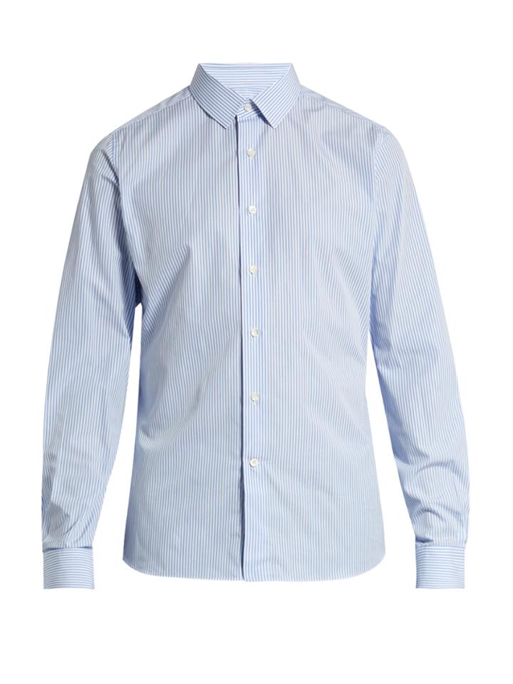 Valentino Button-cuff Striped Cotton-poplin Shirt