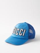 Gucci - Logo-embroidered Twill Trucker Cap - Mens - Blue Multi