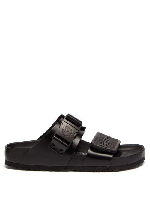 Ladies Shoes Rick Owens - X Birkenstock Rotterdam Leather Slides - Womens - Black