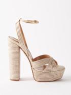 Aquazzura - Sundance 140 Metallic-cord Platform Sandals - Womens - Rose Gold