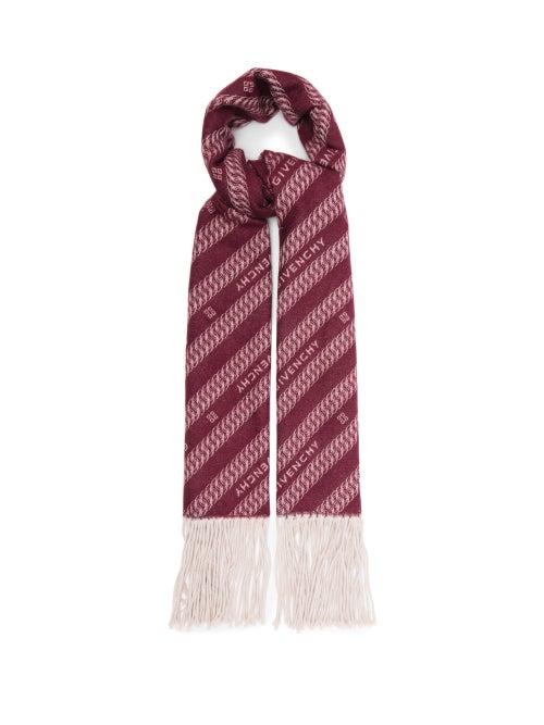 Matchesfashion.com Givenchy - Chain-logo Jacquard Wool-blend Scarf - Womens - Red Multi