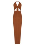 Matchesfashion.com Rick Owens - Ixta Halterneck Stretch-knit Jersey Maxi Dress - Womens - Brown