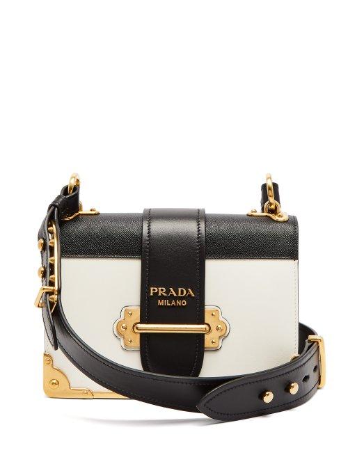 Matchesfashion.com Prada - Cahier Leather Cross Body Bag - Womens - Black White