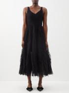 Jason Wu Collection - V-neck Fringed Nylon-tulle Dress - Womens - Black
