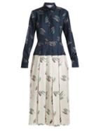 Matchesfashion.com Gabriela Hearst - Rosa Spread Collar Abstract Print Silk Dress - Womens - Navy Print