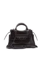 Matchesfashion.com Balenciaga - Neo Classic City Crocodile-effect Leather Bag - Womens - Black