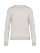 Matchesfashion.com Jil Sander - Ribbed Crew Neck Wool Sweater - Mens - Grey